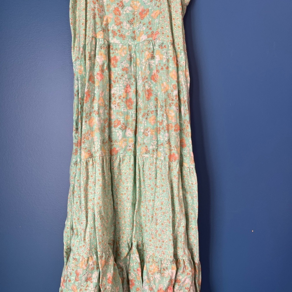 Art Class Textured Knit Fabric in Mint and Peach - Picture 4 of 10